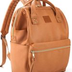 Kah&Kee Leather Backpack Diaper Bag with Laptop Compartment Travel School for Women Man (Camel Beige, Large)