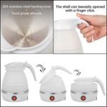 Foldable Portable Kettle | Travel Kettle – Upgraded Food Grade Silicone, 5 Mins Heater To Quickly Foldable Electric Kettle, White 600ML 110V US Plug