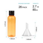 Travel Bottles ，3oz Plastic Small Squeeze Bottles Leak Proof Silicone Travel Size Containers With Flip Cap and Funnels(26Pack, Orange)