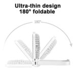 Personal USB Desk Fan, iHoven Mini Portable 14h Cooling Office Rechargeable Small Table Fan, 4800mah Quiet Battery Operated Desktop Fan Adjustable for Home Office Car Outdoor Travel White