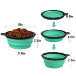 SLSON Collapsible Dog Bowl 2 Pack, Portable Silicone Pet Feeder, Foldable Expandable for Dog/Cat Food Water Feeding, Travel Bowl for Camping (Light Blue+Light Green)