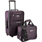 Rockland Printed 2 PC LUGGAGE SET PURPLE