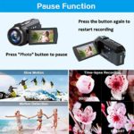 4K Video Camera Camcorder, Vlogging Camera 48MP 60FPS YouTube Camera WiFi Night Vision IPS Touch Screen Video Camera Digital Camera with External Microphone, Stabilizer, 2.4G Remote, Hood