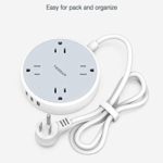 Power Strip with 3 USB Ports, TESSAN 4 Wide Spaced Outlet Flat Plug Extension Cord, Small Round Desk Charging Hub Station, 4.5 Feet, Compact Extender for Indoor Travel College Dorm Essentials, Gray