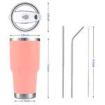 DYNAMIC SE 30oz Tumbler Double Wall Stainless Steel Vacuum Insulated Travel Mug with Splash-Proof Lid Metal Straw and Brush (Salmon)