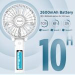 Mini Handheld Fan, EasyAcc Personal Cooling Fan with 2600mAh USB Rechargeable Battery 3-15 Working Hours Battery Fan Folding USB Desk Fan Small Portable Table Fan for Travel Office Room Household