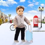 ZITA ELEMENT 20 Pcs American Doll Suitcase Luggage Travel Play Set for Boy 18 Inch Doll Travel Carrier Storage, Including Luggage Pillow Blindfold Sunglasses Camera Computer Cell Phone Ipad,ect