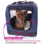 2PET Foldable Dog Crate – Soft, Easy to Fold & Carry Dog Crate for Indoor & Outdoor Use – Comfy Dog Home & Dog Travel Crate – Strong Steel Frame, Washable Fabric Cover, Frontal Zipper Medium Blue