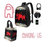 Among Us Backpack + Lunch Bag, 3D Printed Fashion Travel Laptop School Bag 17in with Usb Port for Boys/Girls/Fan/Teens/Students