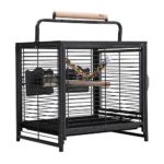 JAXPETY Pet Products 18.9-Inch Protable Iron Bird Cages Travel Carrier for Parrots Conures Lovebird Cockatiel Budgie Parakeets Finches Canaries, Black