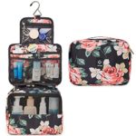 Hanging Travel Toiletry Bag Cosmetic Make up Organizer for Women and Girls Waterproof (Black Peony)