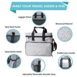 Breeze Touch Dog Travel Bag – Weekend Pet Travel Bag with Multifunctional Pockets, Airline Approved Travel Luggage for Dogs with 2 Collapsible Food Storage Containers & 2 Water Bottles, Gray