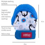 Nuby Soothing Teething Mitten with Hygienic Travel Bag, Blue, 2 Count