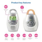 VTech DM221 Audio Baby Monitor with up to 1,000 ft of Range, Vibrating Sound-Alert, Talk Back Intercom & Night Light Loop, White/Silver