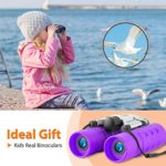 Obuby Real Binoculars for Kids Gifts for 3-12 Years Boys Girls 8×21 High-Resolution Optics Mini Compact Binocular Toys Shockproof Folding Small Telescope for Bird Watching,Travel, Camping, Purple