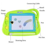 AiTuiTui Magnetic Drawing Board Mini Travel Doodle, Erasable Writing Sketch Colorful Pad Area Educational Learning Toy for Kid / Toddlers/ Babies with 3 Stamps and 1 Pen (Green)