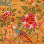 Dahlia Silky Embroidered Brocade Jewelry Travel Organizer Roll Pouch – Orange