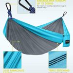 Kootek Camping Hammock Double & Single Portable Hammocks with 2 Tree Straps, Lightweight Nylon Parachute Hammocks for Backpacking, Travel, Beach, Backyard, Patio, Hiking (Grey & Sky Blue, Large)