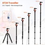 GEEKOTO DSLR Tripod-2 in 1 Compact Lightweight Aluminum Tripod with 360° Panorama Ball Head for Canon/Nikon/Sony, Monopod for OSMO, Ideal for Vlog, Travel and Work