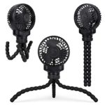 Mini Stroller Fan Clip On, Portable Rechargeable Handheld Personal Fan with Flexible Tripods, Small Desk Fans USB or Battery Powered Travel Powerful Quiet Fan for Baby, Treadmill, Carseat, Room, Gym