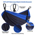HULOSAN Hammock Camping Hammock Double & Single with 2 Tree Straps and 2 Carabiners, Lightweight Nylon Parachute Portable Outdoor Hammock for Camping, Travel, Beach, Garden (Navy Blue + Deep Blue)