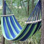 Camping Hammock, Cotton Fabric Portable Travel Hammock Chair Bed Patio Hanging Outdoor Indoor Bed Canvas Hammock for Travel Backyard Garden Park