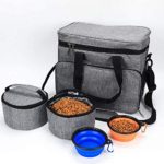 HonourHope Dog Travel Bag – Airline Approved Travel Set for Dogs, Puppy Cat Pet Tote Organizer with Multi-Function Pockets, Dog Food Container Bag and Dog Collapsible Bowl – Gray