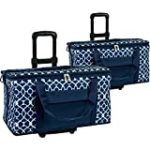Picnic at Ascot Ultimate Travel Cooler with Wheels- 36 Quart – Combines Best Qualities of Hard & Soft Collapsible Coolers – Trellis Blue – Pack of 2