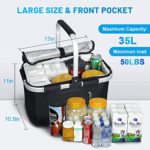 LIQING 35L Large Picnic Basket Shopping Travel Camping Grocery Bags 2 Layers of Internal Pockets Leak-Proof and Insulated Folding, Internal Support Does Not Collapse