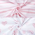 Bassinet Fitted Sheets Compatible with Munchkin Brica Fold N’ Go Travel Bassinet, 2 Pack, 100% Jersey Cotton Fitted Sheets, Breathable and Heavenly Soft, Pink Stripes and Hearts Print for Baby Girl