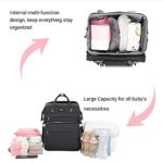 Baby Bag, Diaper Bag with Changing Station, Portable All in 1 Multifunctional Bakcpack for Boys Girls, Diaper Bag Backpack, Travel Bassinet Foldable Baby Bed, Gift for Newborn Baby, Dark Gray