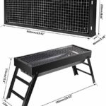 [ELLIS SCHOFIELD] Charcoal Grill Barbecue Portable BBQ – Stainless Steel Folding Grill Tabletop Outdoor Smoker BBQ for Picnic Garden Terrace Camping Travel (Large [23.6”x8.6”x12.6”])