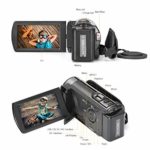 HAOHUNT Video Camera Camcorder, Full HD 1080P 15FPS 24MP Digital Camera Recorder, 3.0 Inch 270 Degree Rotation LCD Screen 16X Digital Zoom Anti-Shake Vlogging Video Recorder with Battery, Black