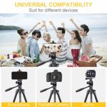 PHOPIK Phone Tripod 55 inches, Aluminum Travel/Camera/Mobile Phone Tripod with Carrying Bag with a Maximum Load of 6.6 pounds, Remote Shutter, Compatible with Smartphone & Tablet & Camera.
