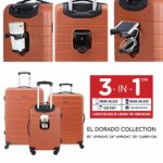 Wrangler Smart Luggage Set with Cup Holder and USB Port, Burnt Orange, 3 Piece