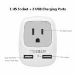 Germany France Travel Power Adapter, TESSAN Schuko European Plug with 2 USB, Type E FOutlet Adaptor Charger for US to Europe EU German French Russia Iceland Spain Greece Norway Korea