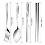 Arroyner 3 Pack Reusable Flatware Sets Knife, Fork, Spoon, Chopsticks, 12Pcs Portable Travel Stainless Steel Tableware Dinnerware with Carrying Case