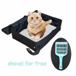 Petleader Collapsible Portable Cat Litter Box Black/Gray for Travel Light Weight Foldable (Black)