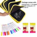 Kids Erasable Doodle Book Set, Reusable Drawing Pads, Gifts for Boys Girls, Preschool Travel Art Toy Scribbler Board for Travel, Road Trip, 14 Pages for Funny Drawing with 12 Watercolor Pens (Yellow)