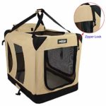 EliteField 3-Door Folding Soft Dog Crate, Indoor & Outdoor Pet Home, Multiple Sizes and Colors Available (42″ L x 28″ W x 32″ H, Beige)