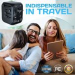 Universal Travel Adapter – International Worldwide Plug Kit, Type C + 3 USB Power Wall Charger, 200 Countries – UK, Europe, Asia, Israel, India, Italy, Argentina, France, New Zealand, Australia!