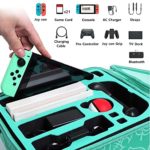 Travel Carrying Case for Nintendo Switch, Hard Shell Protective Carry Bag [New Leaf Crossing Design] Fits Switch Console, Pro Controller, Dock, Joy con, 21 Game Cards Slots & Accessories