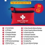 First Aid Kit – 100 Piece – Small First Aid Kit for Camping, Hiking, Backpacking, Travel, Vehicle, Outdoors – Emergency & Medical Supplies
