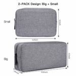 Portable Electronics Accessories Storage Bag, 2PCS Big + Small Carrying Case Travel Cable Organizer Cosmetic Bag Pouch Compatible Hard Drive, Power Bank, Mouse, Laptop Charger, Cellphone, Gray