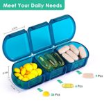 3 Pack Small and Firm Pill Case,3 Times a Day Mini Pocket Pill case,Mini Pill Box for Travel,Pill Dispenser(Emerald Green)