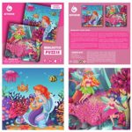 BST SHIER Magnetic Puzzles for Kids Ages 3 4 5 6, TWO-20 Piece Mermaid Wooden Jigsaw Puzzles Book for Toddlers, Travel Games and Learning Toys for 3 4 5 6 Year olds Boys and Girls