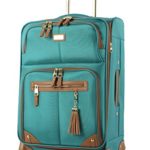 Steve Madden Designer Luggage Collection- 3 Piece Softside Expandable Lightweight Spinner Suitcases- Travel Set includes Under Seat Bag, 20-Inch Carry on & 28-Inch Checked Suitcase (Harlo Teal Blue)