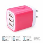 AILKIN 3 USB Wall Charger(Rose), Multiport Charger Plug Adapter Fast Charging Power Block Travel Home Charger Station Block Cube for iPad/iPhone/Samsung Galaxy/LG/Google Pixel/HTC/Sony More Cell Phone