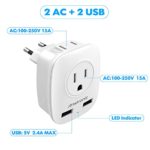 [1-Pack] European Plug Travel Adapter, Anstronic International Power Adapter with 2 USB Ports,2 US Outlets- 4 in 1 European Plug,US to Most of Europe EU Spain Iceland Italy France Germany(Type C)