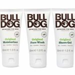 Bulldog Mens Skincare & Grooming Original Mini Travel Tin Set Including: 1 Oz Facial Moisturizer, 1 Oz Face Wash & 1 Oz Shave Gel